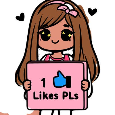 girl holding a sign saying 10 likes pls