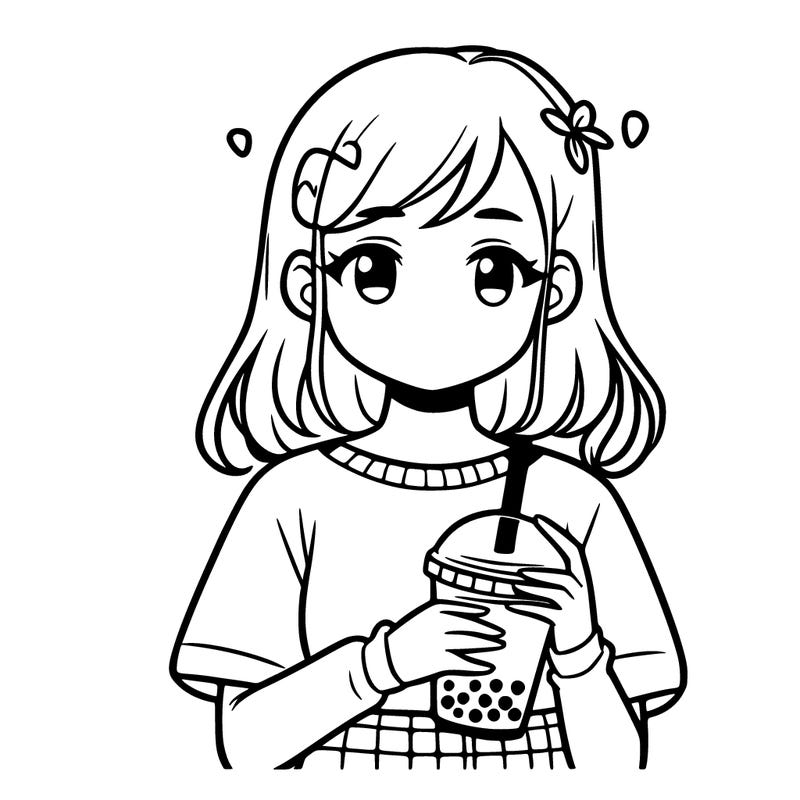a girl holding a boba cup with emphasized