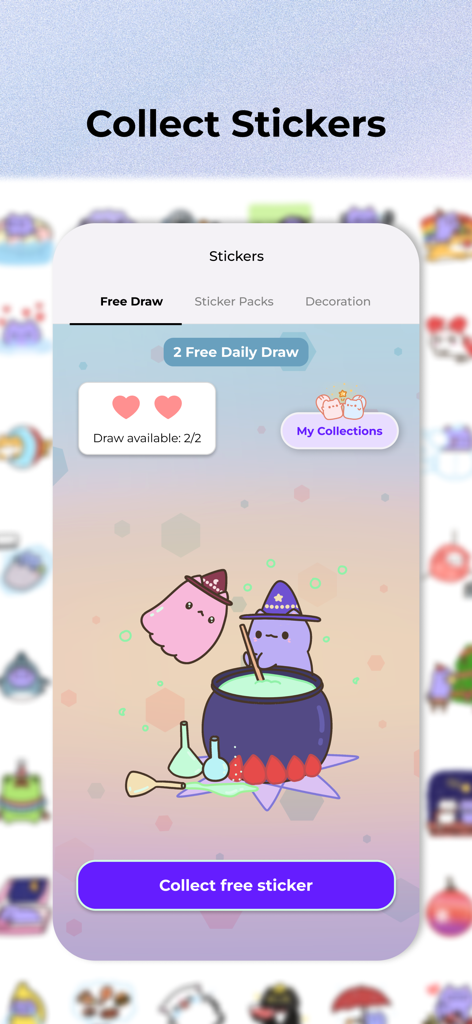 Miuu Note interface for collecting cute daily stickers with aesthetic illustrations