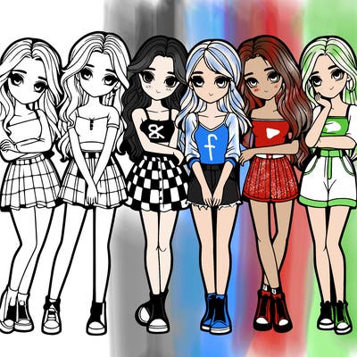 a group of girls realistic