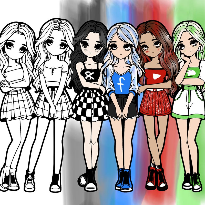 a group of girls realistic