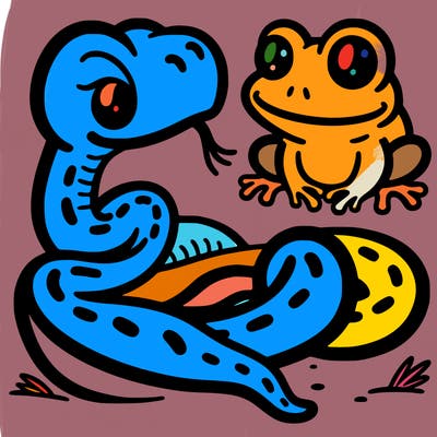 snake and a frog