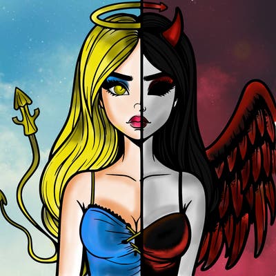 devil vs angel realistic girl