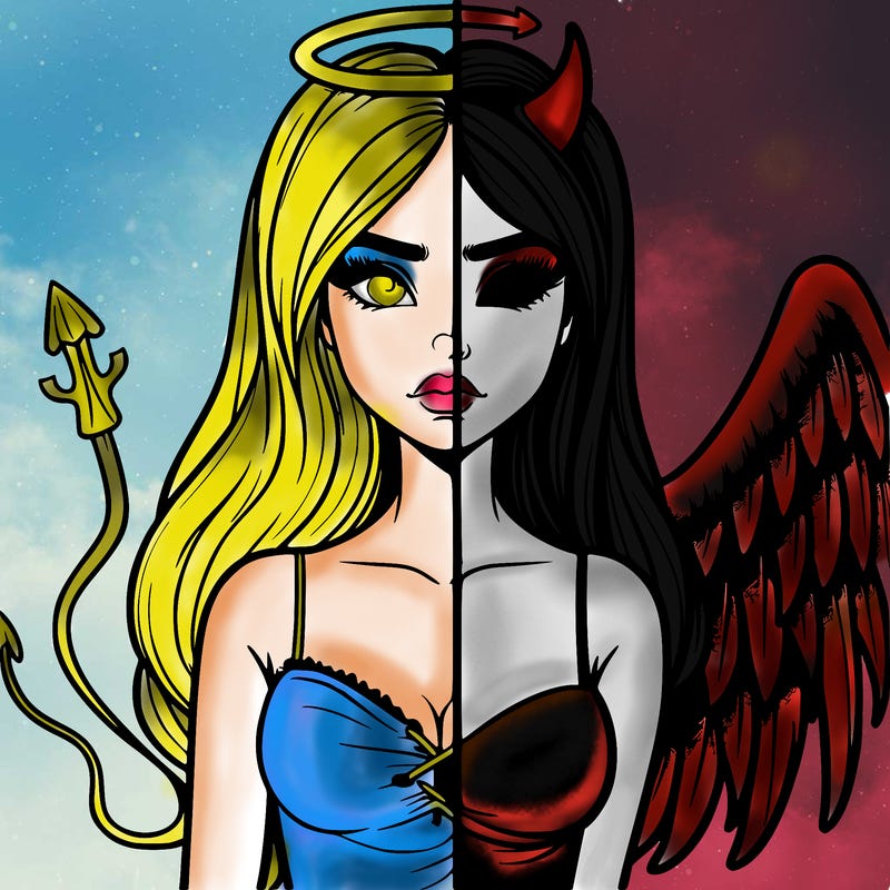 devil vs angel realistic girl