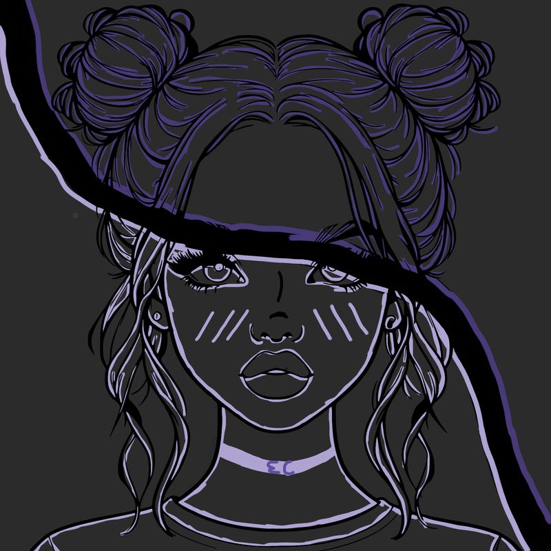 realistic girl with two buns in hair and lips