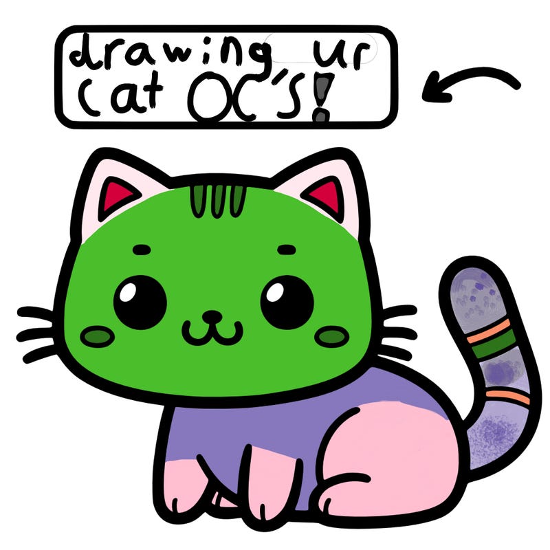 basic cartoony cat with a white rectangle above it