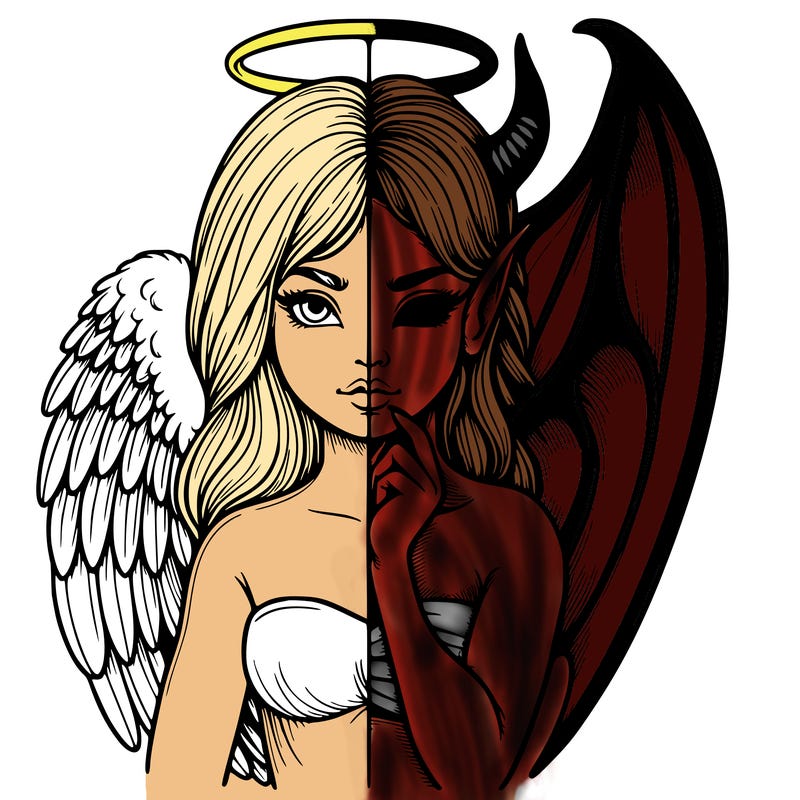 realistic angel half demon