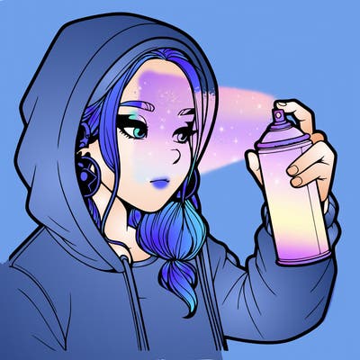 a realistic girl, spray painting