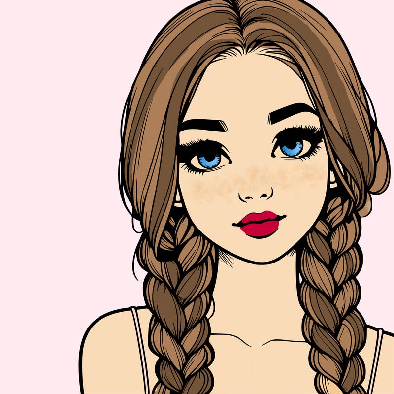 realistic girl with braids