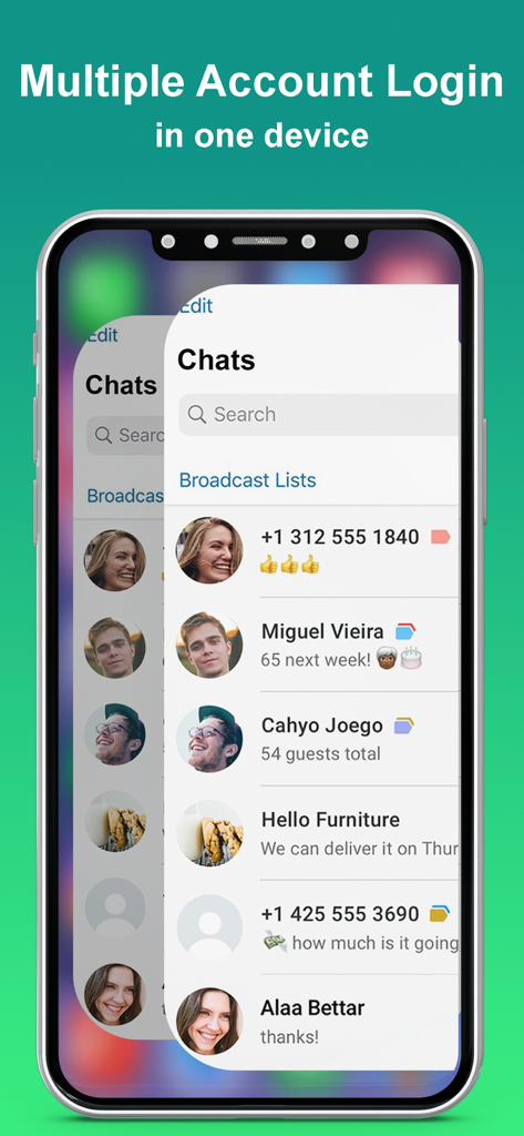 Web scan 2024 - Screenshot showing the multiple account login feature for WhatsApp on a single device