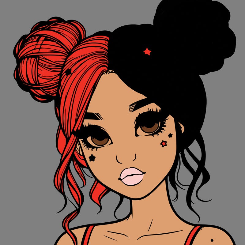 realistic girl with space buns
