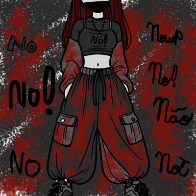 girl in a crop top and baggy pants