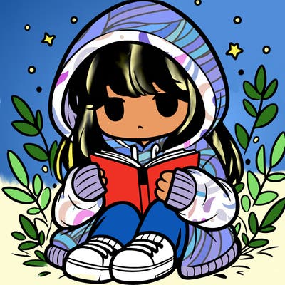 girl in oversized hoodie reading a book