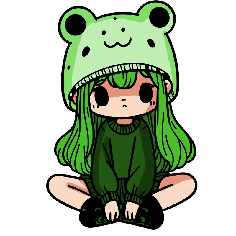 a girl wearing a frog hat and some frog socks
