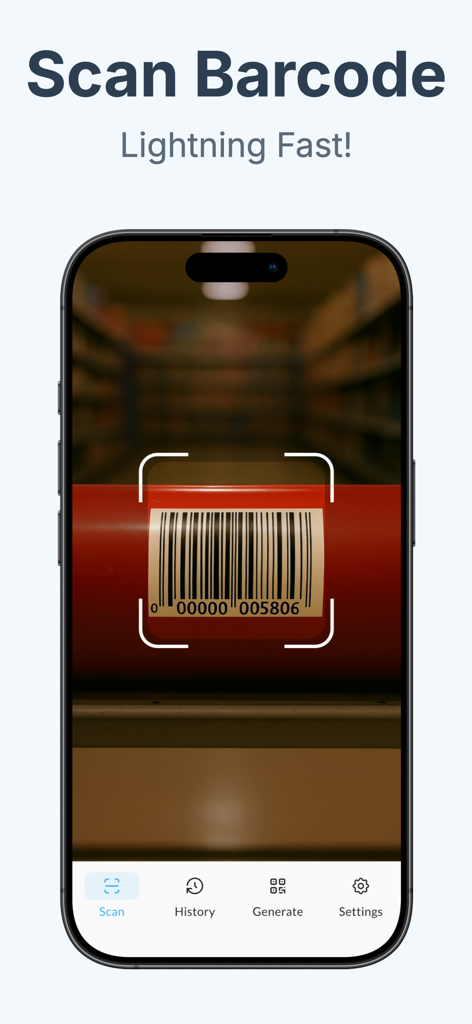 QRBot: Reader & Maker - QRBot mobile Anwendung scannt einen Produkt-Barcode