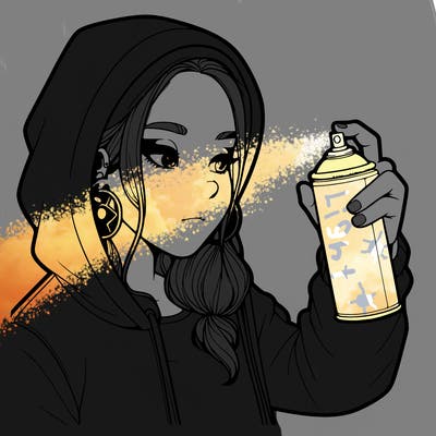 a realistic girl, spray painting