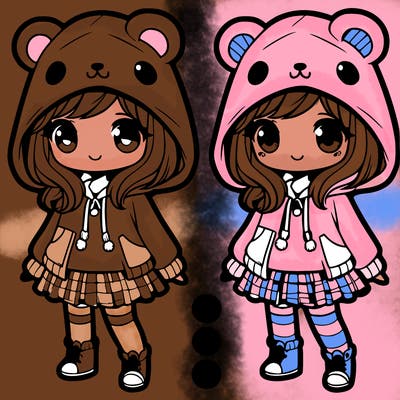 cute girl with bear hoodie