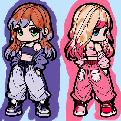 girl in crop top and baggy pants