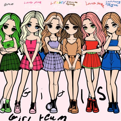 a group of girls realistic