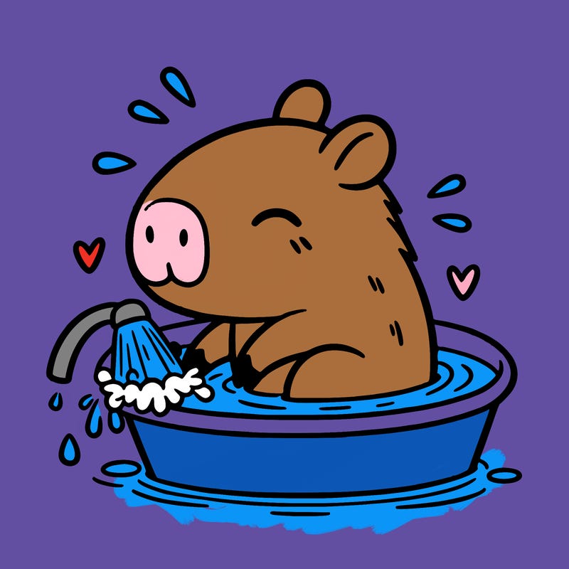 capybara taking a bath