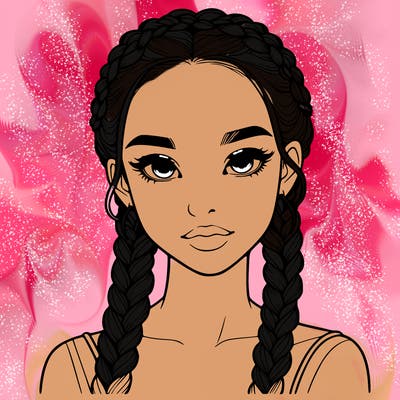 realistic girl with braids