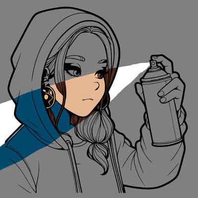 a realistic girl, spray painting