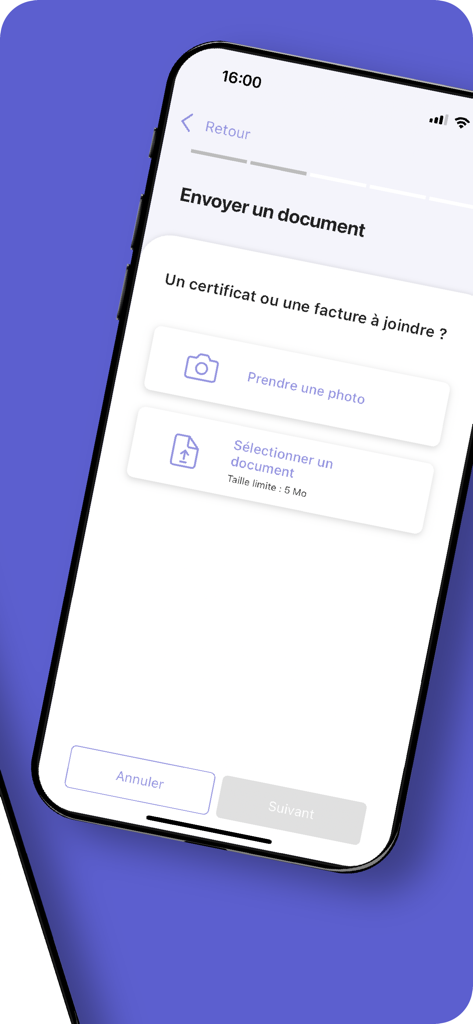 Loyapps Mobile - Loyapps Mobile interface for uploading or taking a photo of a medical certificate or invoice.