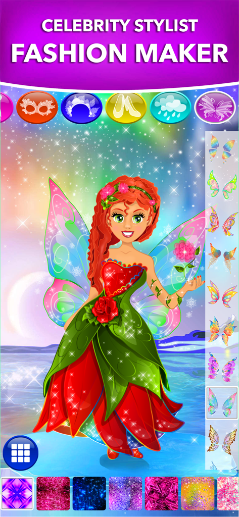 Pony Dolls Dress Up Games - Uno screenshot di un gioco di vestire fate con varie opzioni di personalizzazione e ali colorate