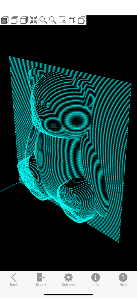 G-Code Viewer & Converter - Visualização 3D da trajetória da ferramenta de um modelo de urso no aplicativo Visualizador de Código G