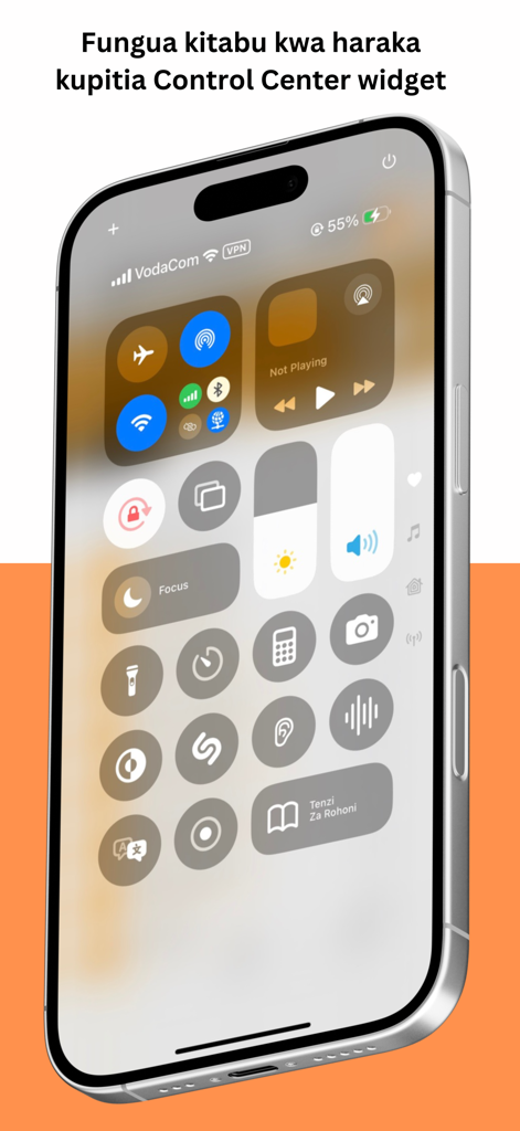 Tenzi Za Rohoni - Tenzi Za Rohoni app shortcut in iPhone Control Center for quick access to Swahili hymns
