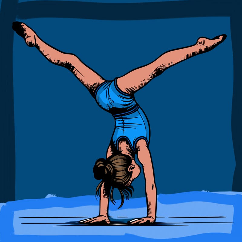 realistic gymnastic hand stand girl in four splits