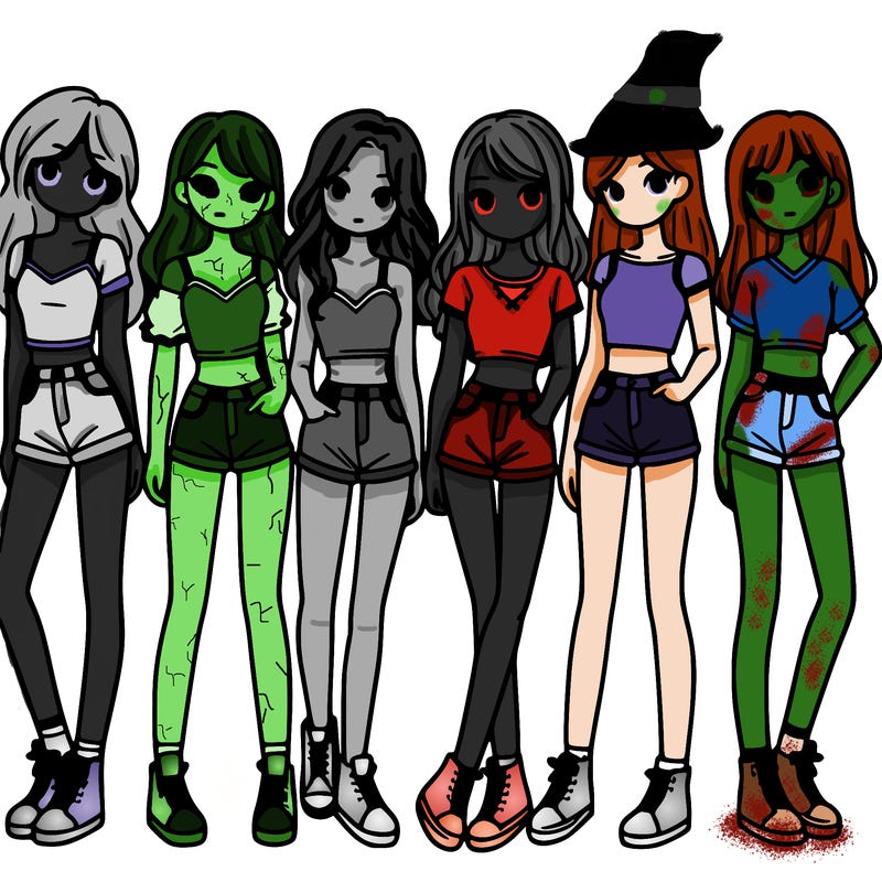 a group of girls wearing crop tops and shorts