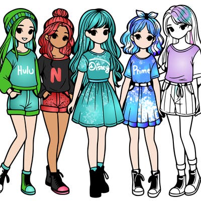 a group of five girls