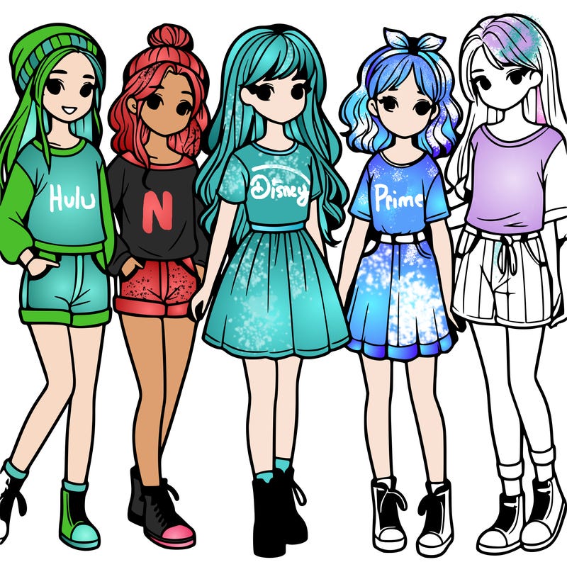 a group of five girls