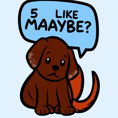 a puppy that says 5 like maybe