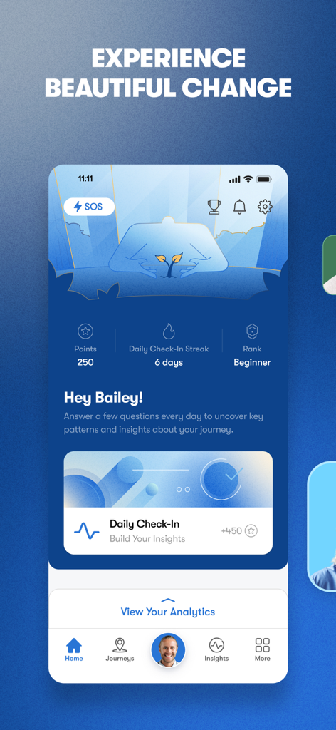 Fortify app dashboard displaying a daily check-in streak user points and progress tracking features.