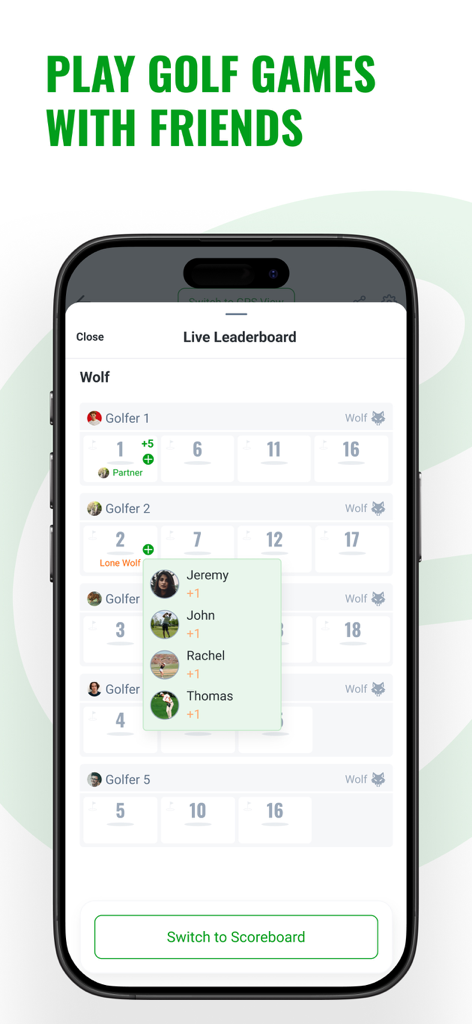 OnlyGolfers App - OnlyGolfers app live leaderboard for social golf games with friends