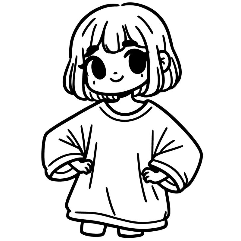 girl with a baggy shirt