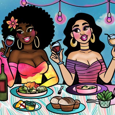 black women out having dinner