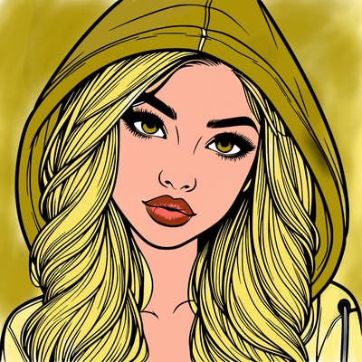 realistic beautiful girl with a hood on