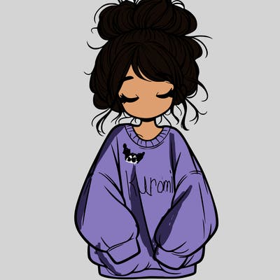 girl with baggy sweatshirt and messy bun