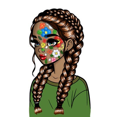 realistic girl with braids