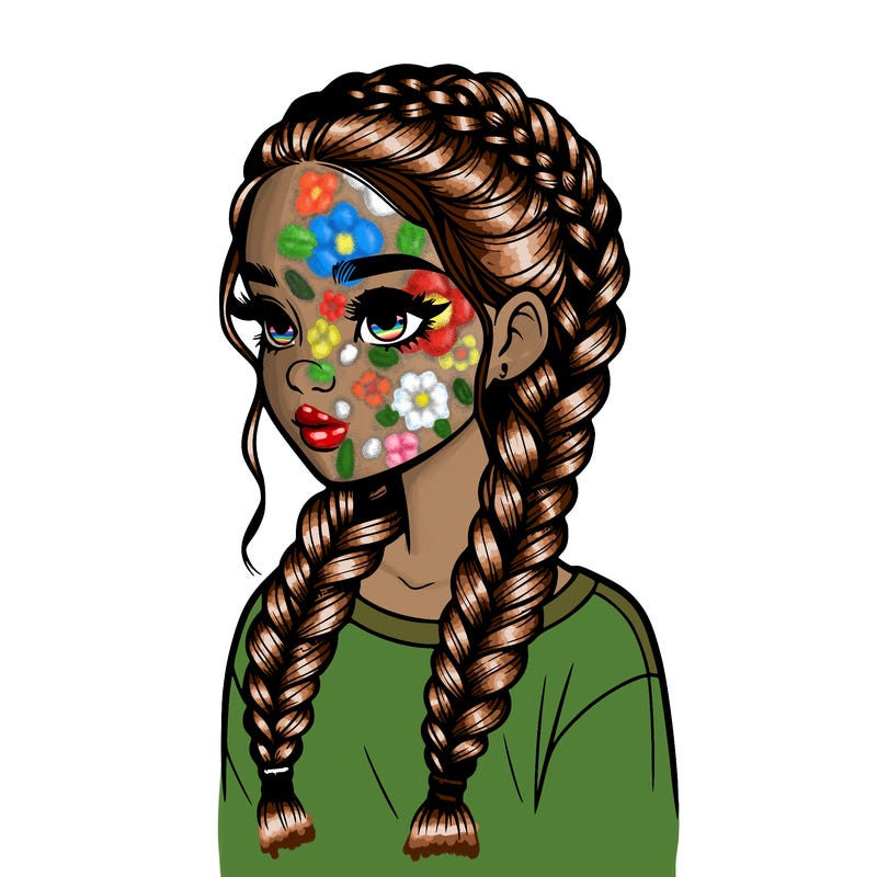 realistic girl with braids