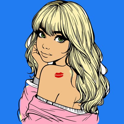 realistic girl with bangs looking over her shoulder