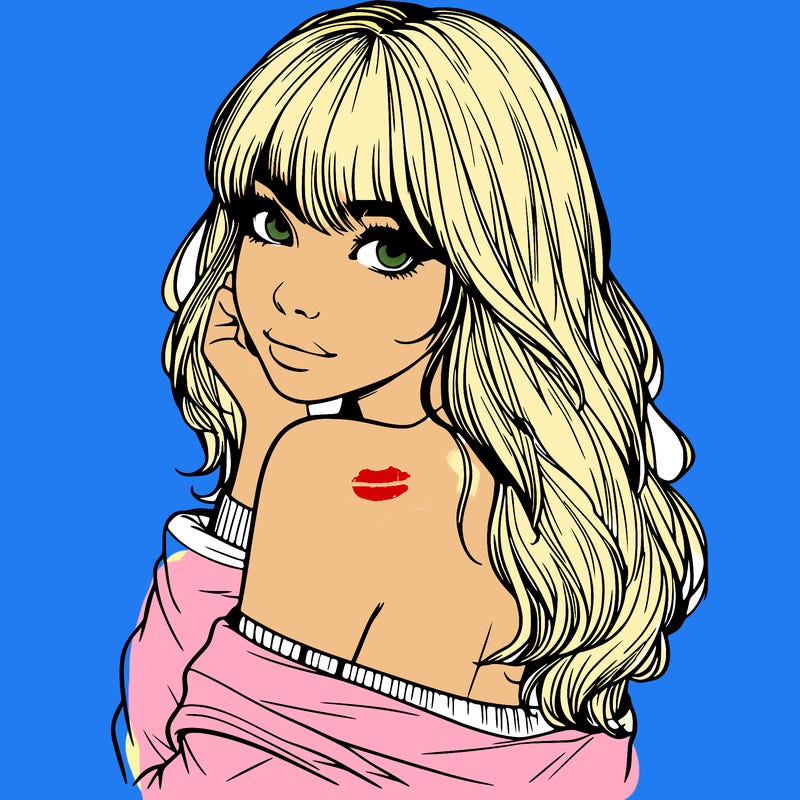 realistic girl with bangs looking over her shoulder