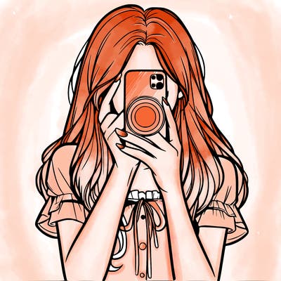 a realistic girl holding her phone taking pictures