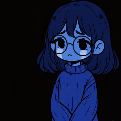sad girl with glasses in a sweater