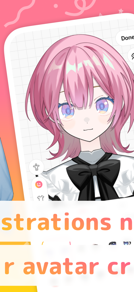 Avvy | VTuber&Anime Avatar - Un simpatico avatar di ragazza anime dai capelli rosa che viene personalizzato nell'app mobile Avvy.
