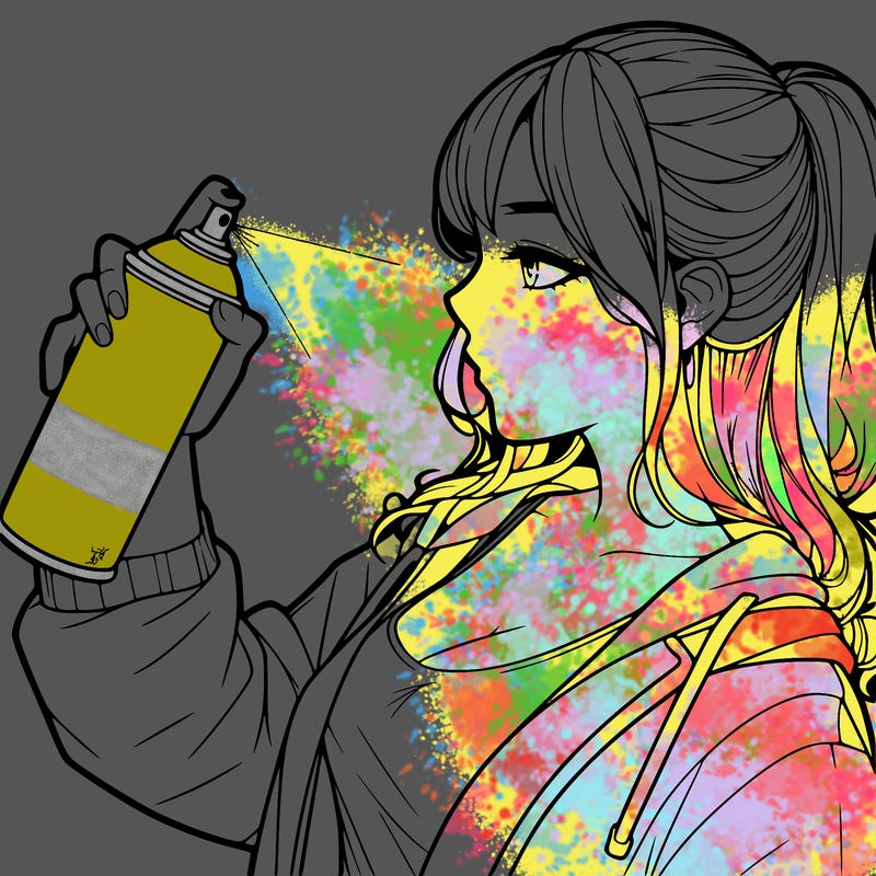a realistic girl spray, painting