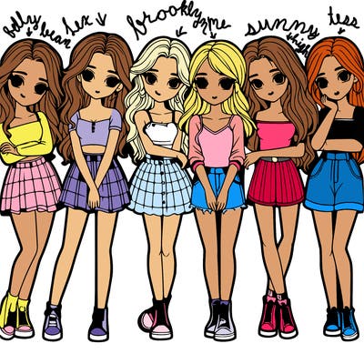 a group of girls realistic